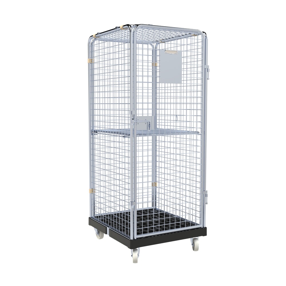 Produktabbildung Nr. 1: rolltainer® Antidiebstahl Rollbehälter Basic, 5-seitig, Rollplatte aus Recycling-Kunststoff, schwarz, HxBxT 1.810 x 724 x 815 mm, fester Zwischenboden