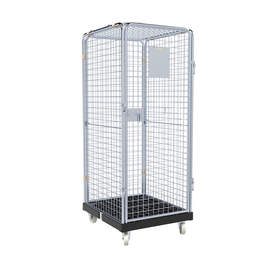 rolltainer® Antidiebstahl Rollbehälter Basic, 5-seitig, Rollplatte aus Recycling-Kunststoff, schwarz, HxBxT 1.800 x 724 x 815 mm, ohne Zwischenboden Produktabbildung: rolltainer® Antidiebstahl Rollbehälter Basic, 5-seitig, Rollplatte aus Recycling-Kunststoff, schwarz, HxBxT 1.800 x 724 x 815 mm, ohne Zwischenboden