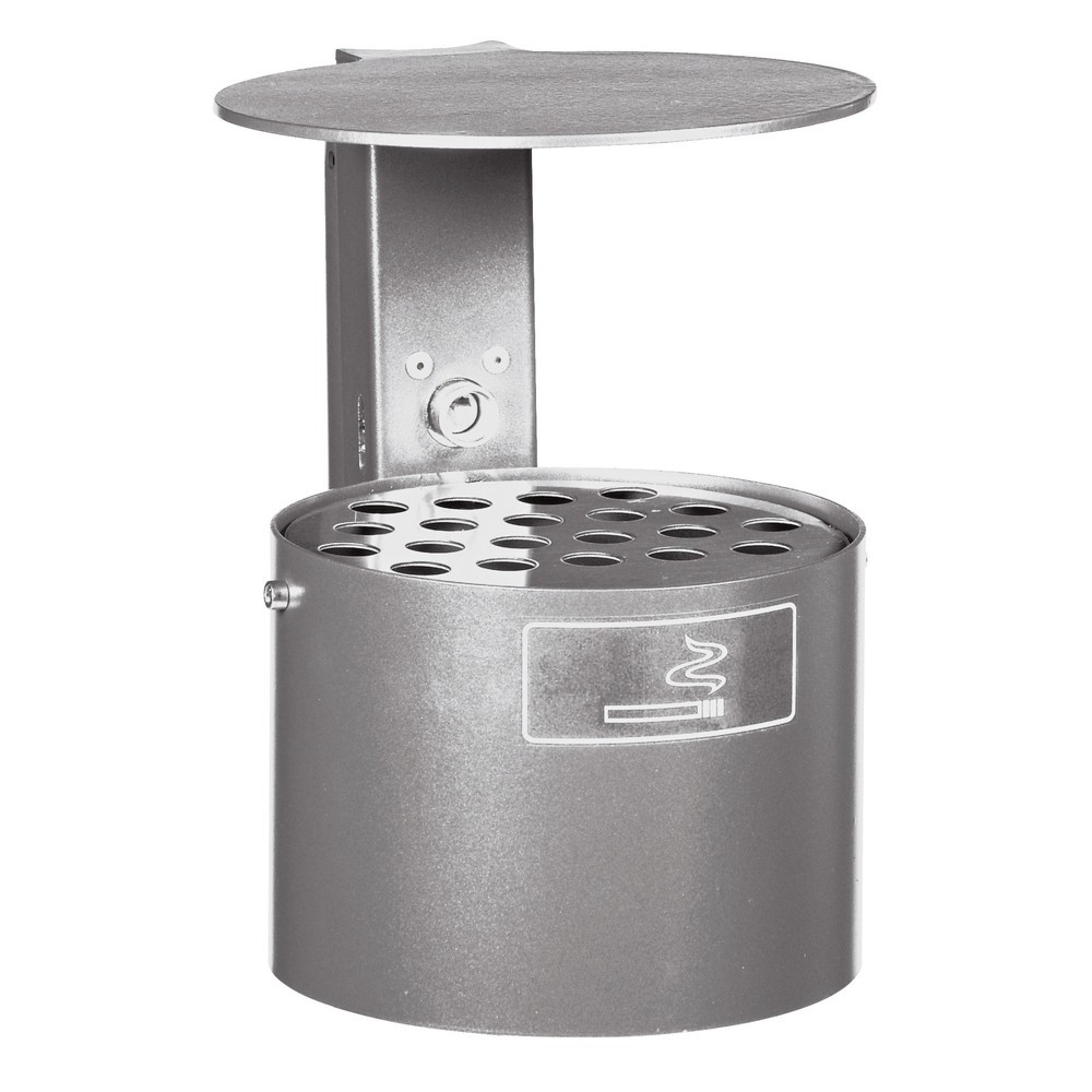 Product afbeelding: RENNER Ronde asbak, met paaltje en afdekking, 4 liter, vuurverzinkt + poedergespoten, DB 703 anthraciet-ijzerglimmer