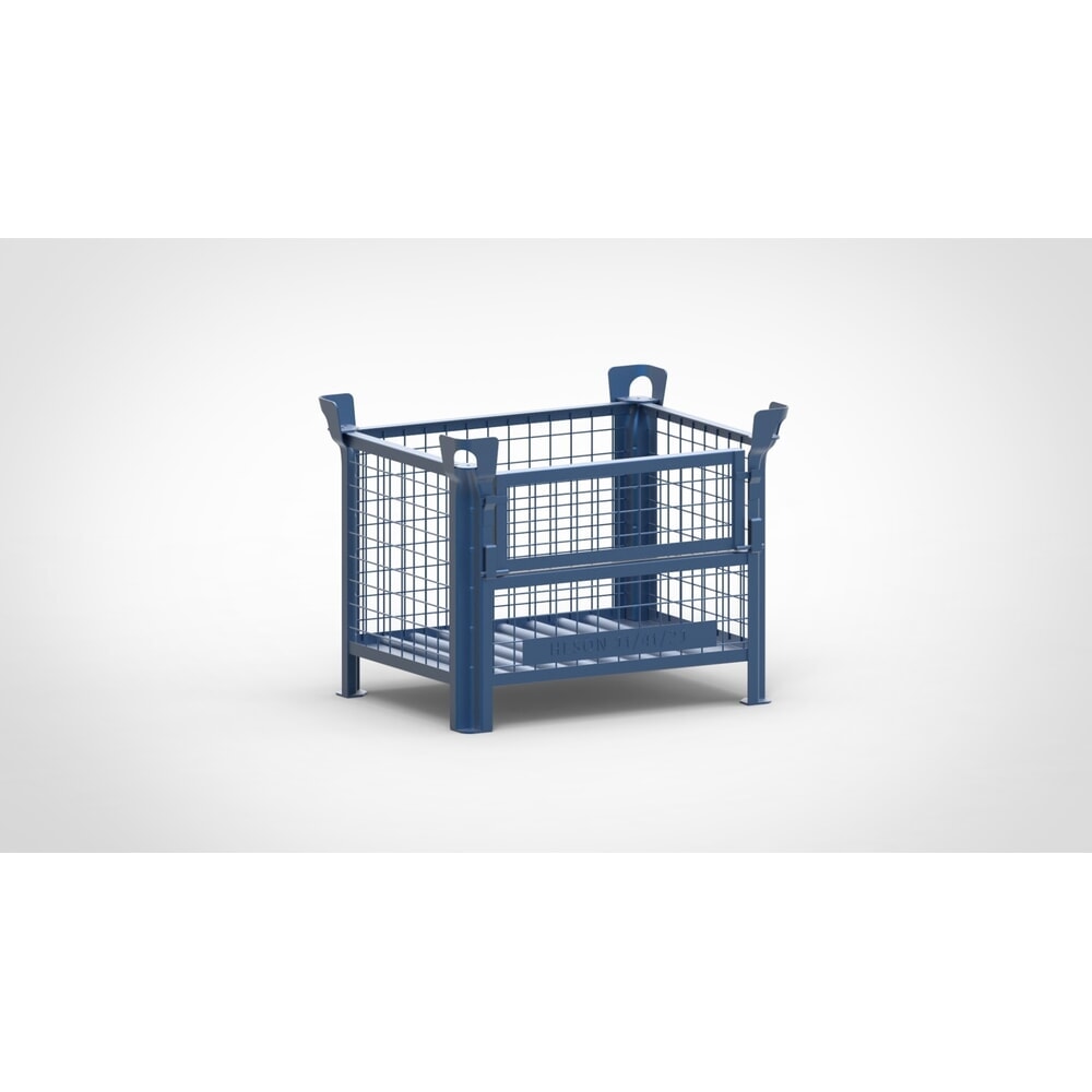Product afbeelding: Industriële gitterbox HESON®, met ½ roosterklep, gelakt, hxbxd 600 x 800 x 600 mm, gentiaanblauw