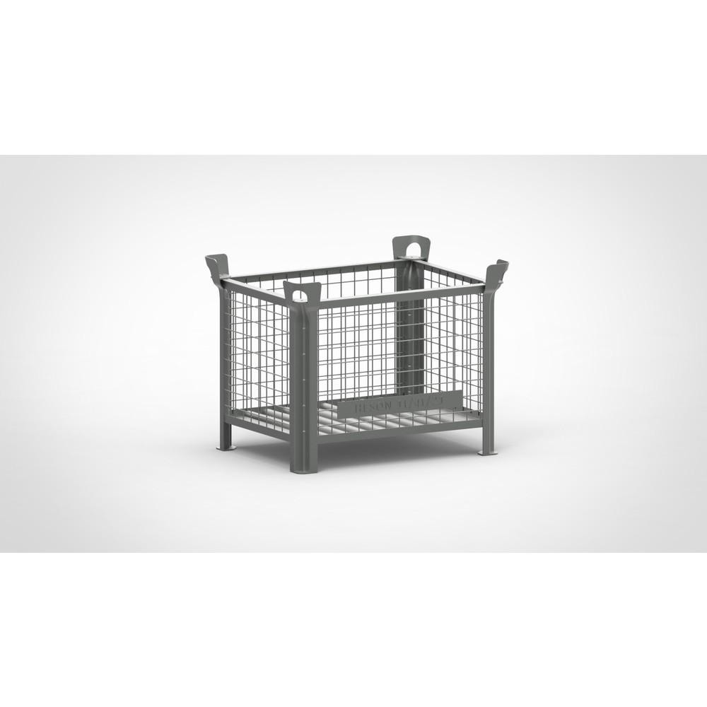 Product afbeelding: Industriële gitterbox HESON®, vaste wanden, gelakt, hxbxd 600 x 800 x 600 mm, muisgrijs