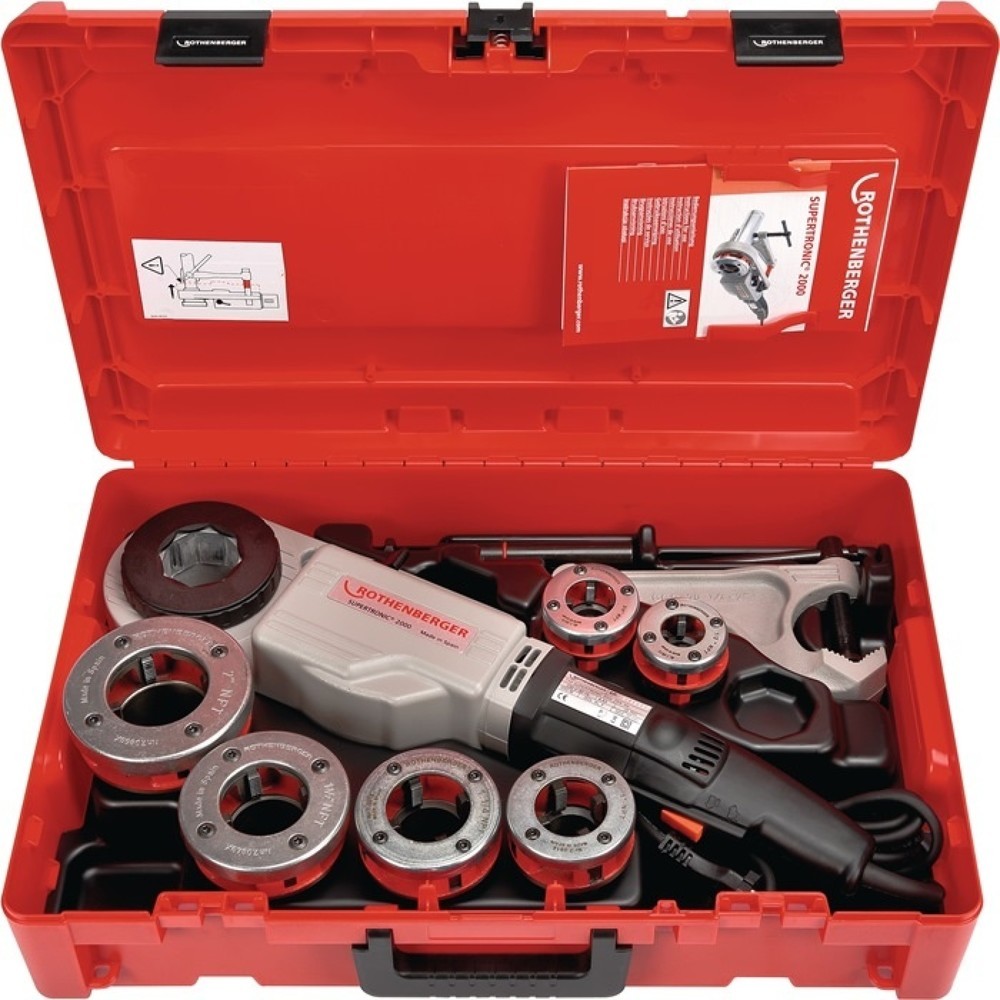 Produktabbildung: ROTHENBERGER Gewindeschneidmaschine SUPERTRONIC® 2000 Set, BSPT R, 1010 W, 1/2-2 ″