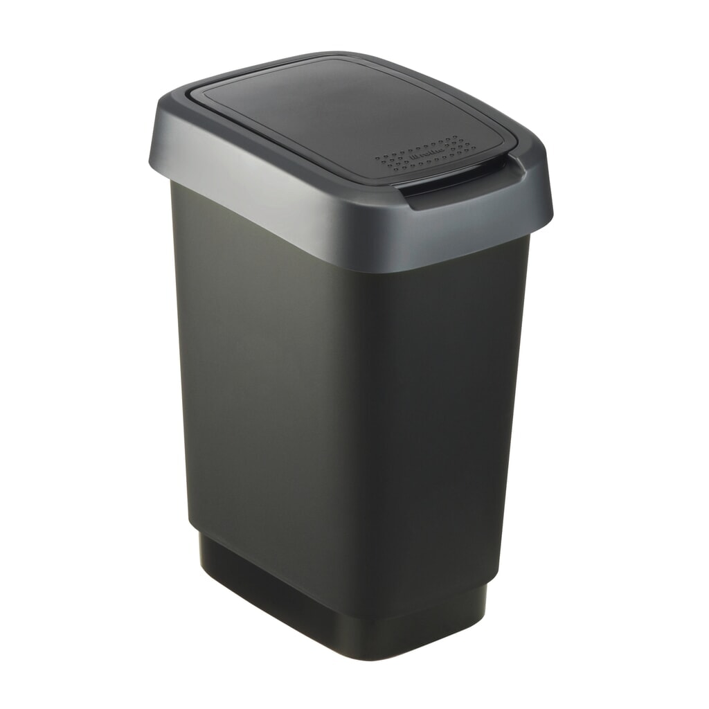 rothopro Abfalleimer TWIST, 10 l, schwarz/dunkelsilber Produktabbildung: rothopro Abfalleimer TWIST, 10 l, schwarz/dunkelsilber