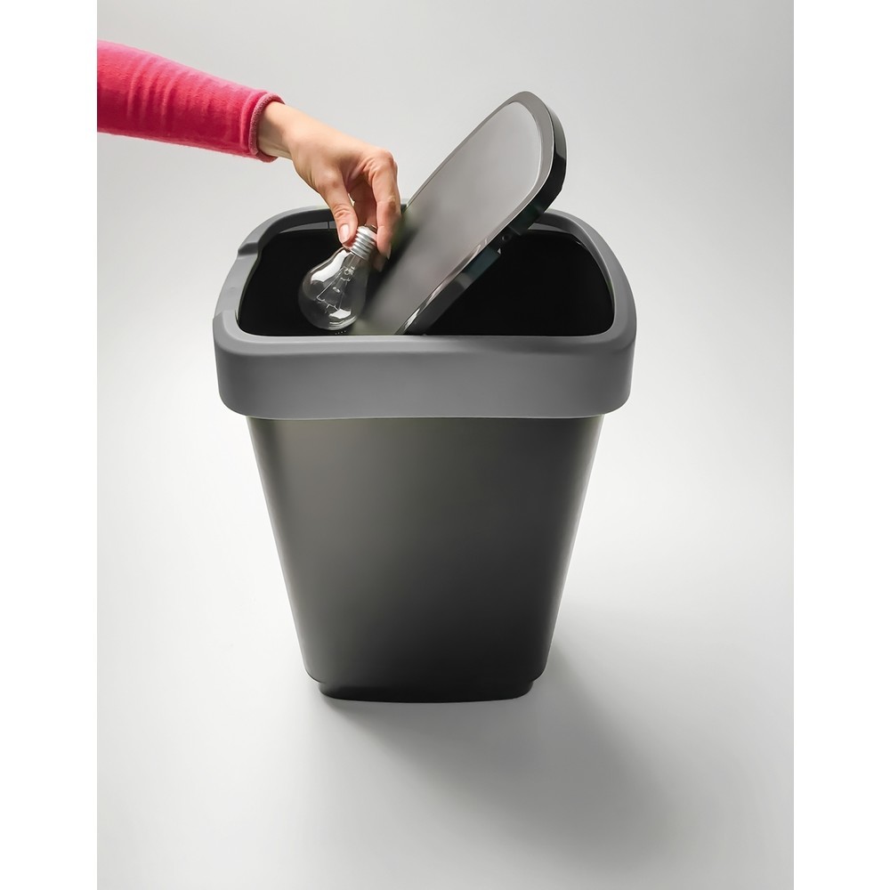 N° de l'image du produit 2 : rothopro® Twist Poubelle 10 litres Noir/argenté foncé