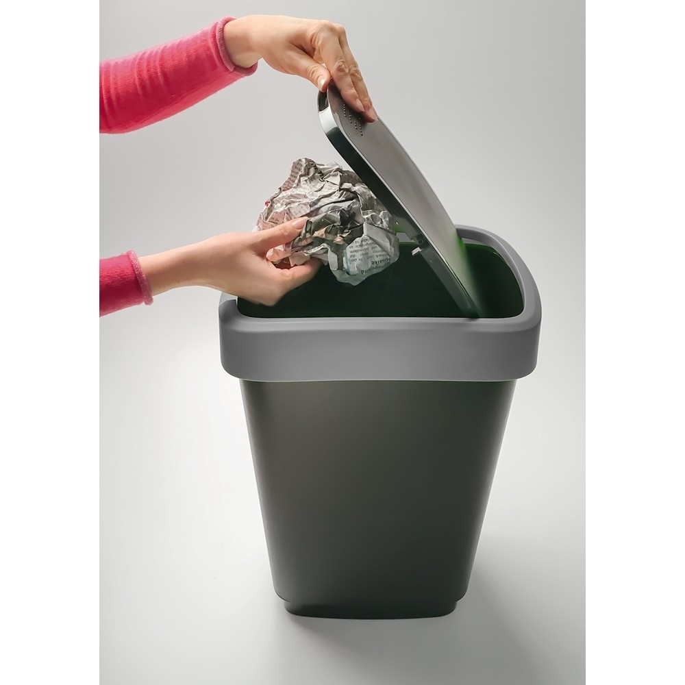 N° de l'image du produit 3 : rothopro® Twist Poubelle 10 litres Noir/argenté foncé