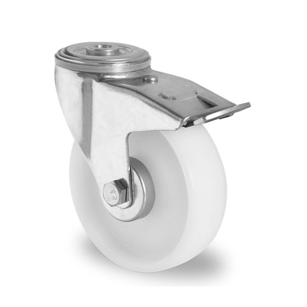 Illustration du produit: Roue directrice à trou dorsal avec blocage total ø 80 mm série N0N0 Palier à rouleaux