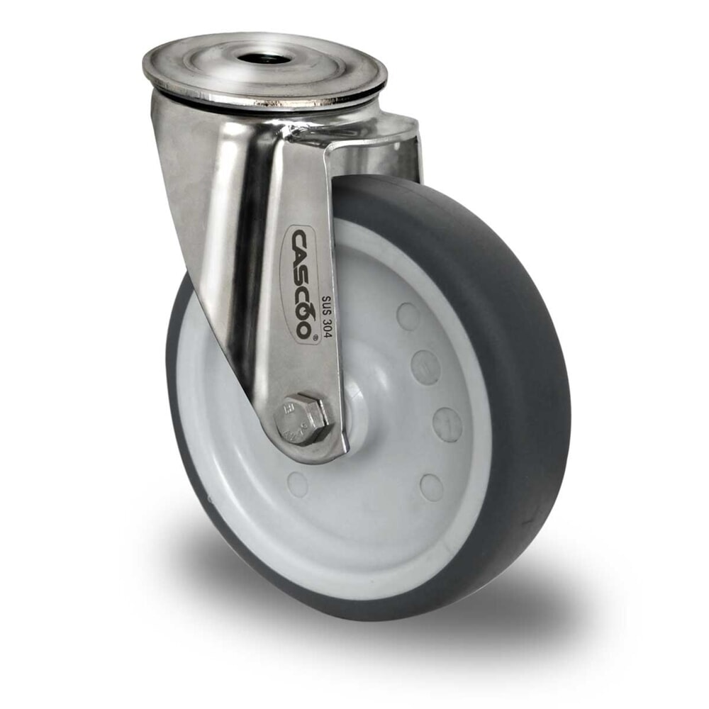Illustration du produit: Roue directrice à trou dorsal ø 80 mm série P2W2 Palier lisse en acier inoxydable