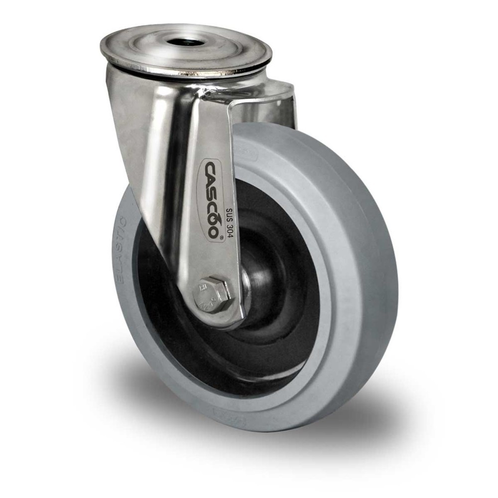 Illustration du produit: Roue directrice à trou dorsal ø 100 mm série R4E2 Palier à rouleaux en acier inoxydable