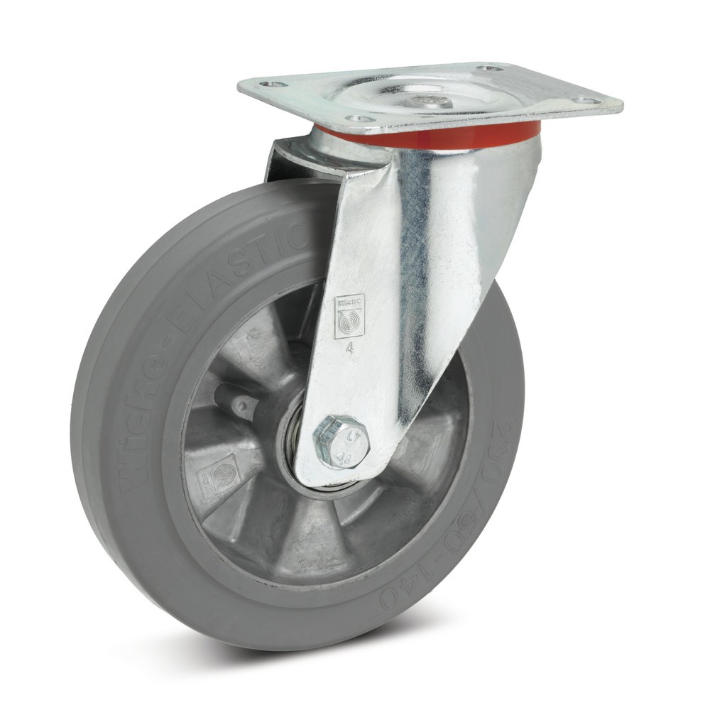 Illustration du produit: Roue directrice Wicke en caoutchouc plein élastique, jante en aluminium, ne laisse pas de traces, Ø x largeur 100 x 40 mm, capacité de charge 180 kg