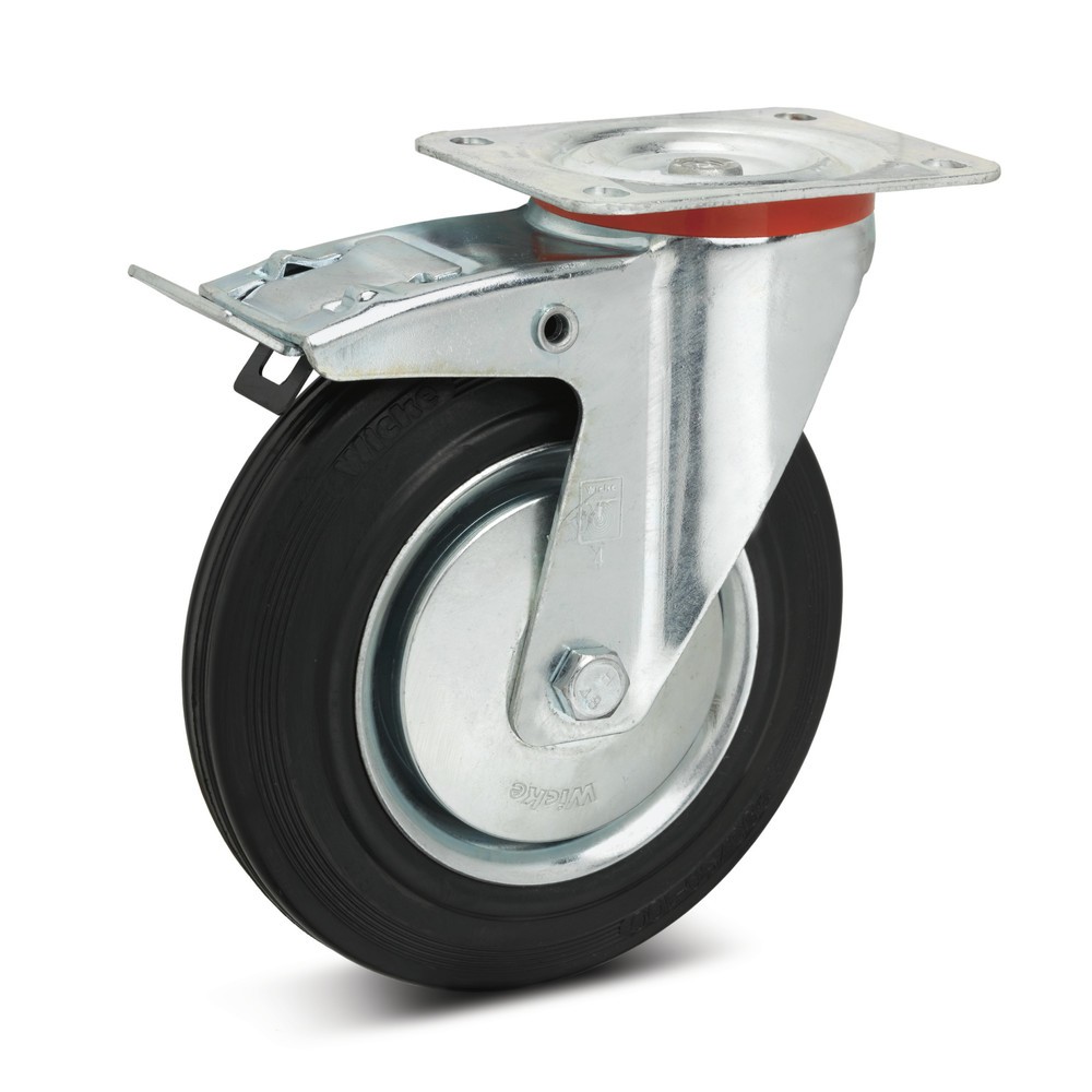 Illustration du produit: Roue directrice Wicke en caoutchouc plein Premium, dispositif de blocage intégré, Ø x l 80 x 25 mm, capacité de charge 50 kg