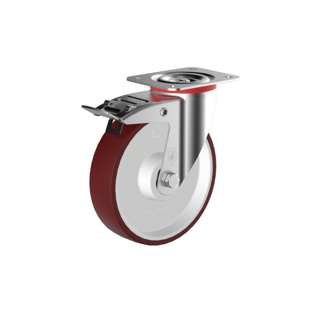 Illustration du produit: Roue directrice Wicke en PU, dispositif de blocage intégré, Ø x l 80 x 30 mm, capacité de charge 150 kg
