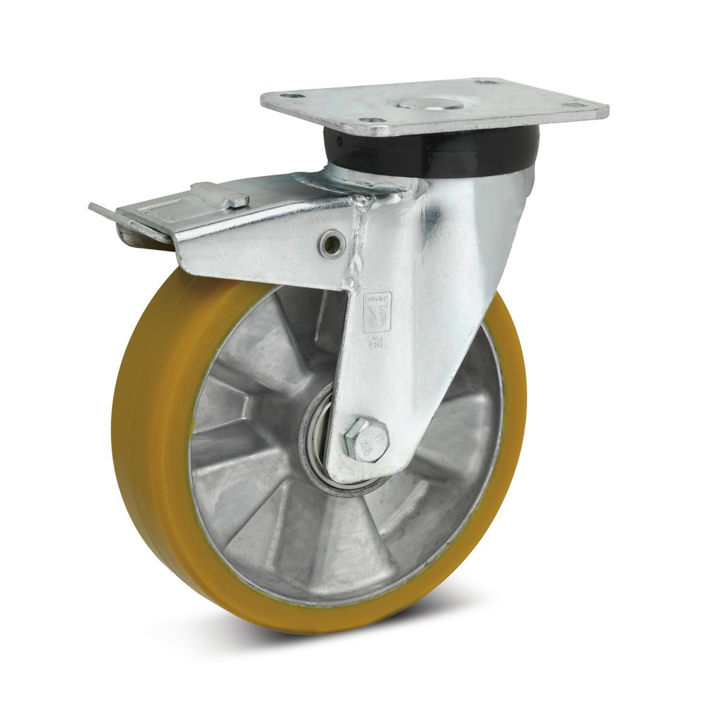 Illustration du produit: Roue directrice en PU Topthane®, dispositif de blocage inclus après la roue, Ø x l 100 x 40 mm, capacité de charge 360 kg