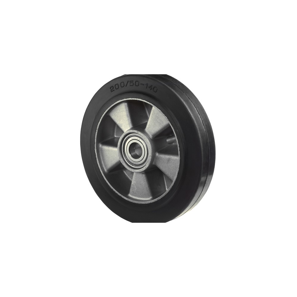 Illustration du produit: Roue en caoutchouc élastique, noire, roulement à billes, Ø x largeur 125 x 40 mm, capacité de charge 200 kg