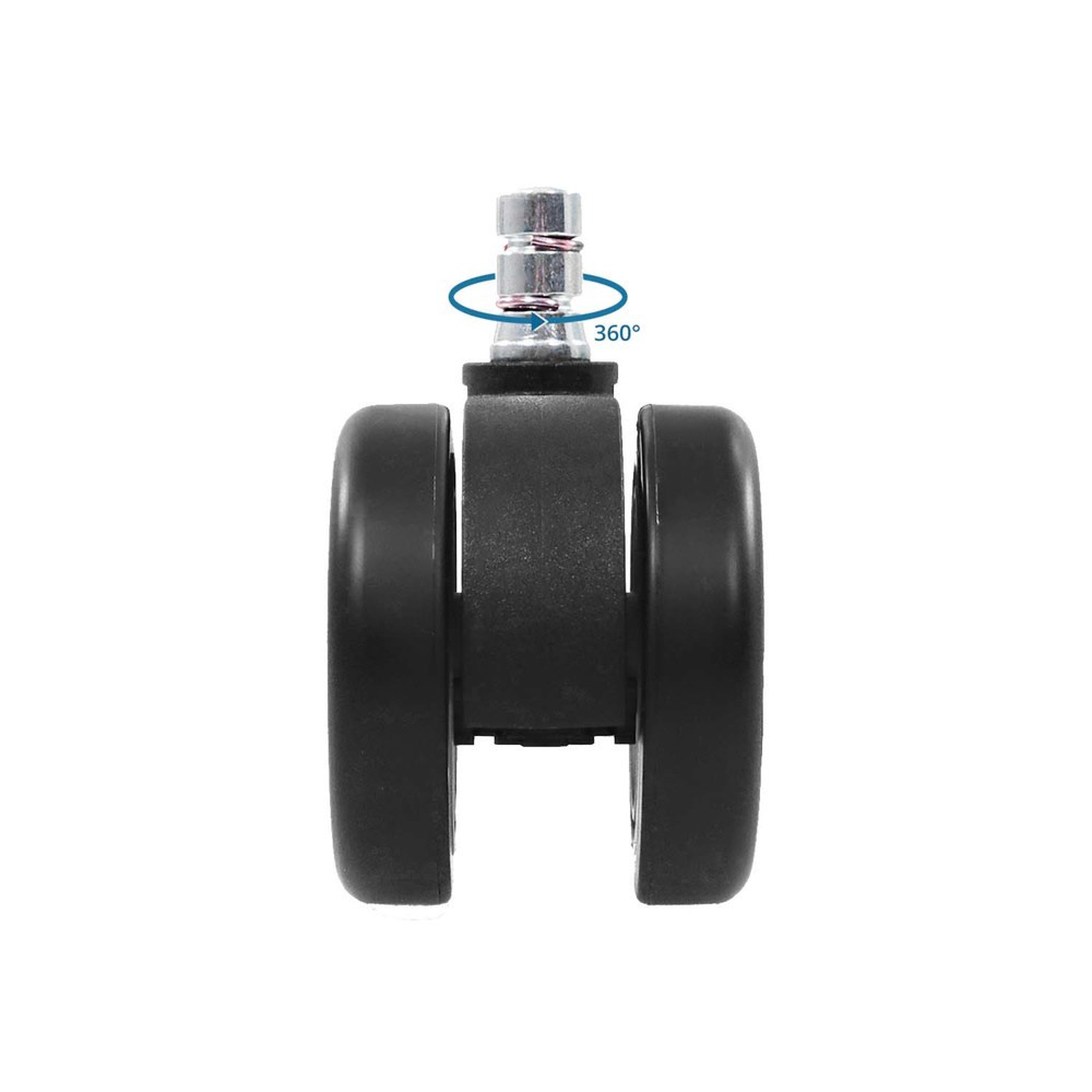 N° de l'image du produit 3 : 5x roulettes pour sols durs hjh OFFICE ROLO COLOR 60 11mm / 60mm roulettes de chaise de bureau pour sols durs (lot de 5) noir/blanc