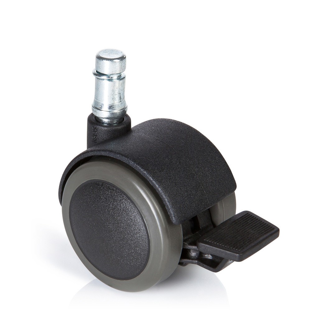 N° de l'image du produit 1 : 5x roulettes pour sols durs hjh OFFICE avec frein de stationnement ROLO STOP 11mm / 50mm, (lot de 5)