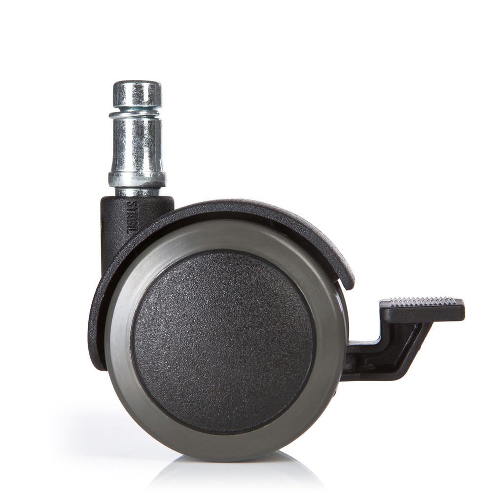 N° de l'image du produit 2 : 5x roulettes pour sols durs hjh OFFICE avec frein de stationnement ROLO STOP 11mm / 50mm, (lot de 5)