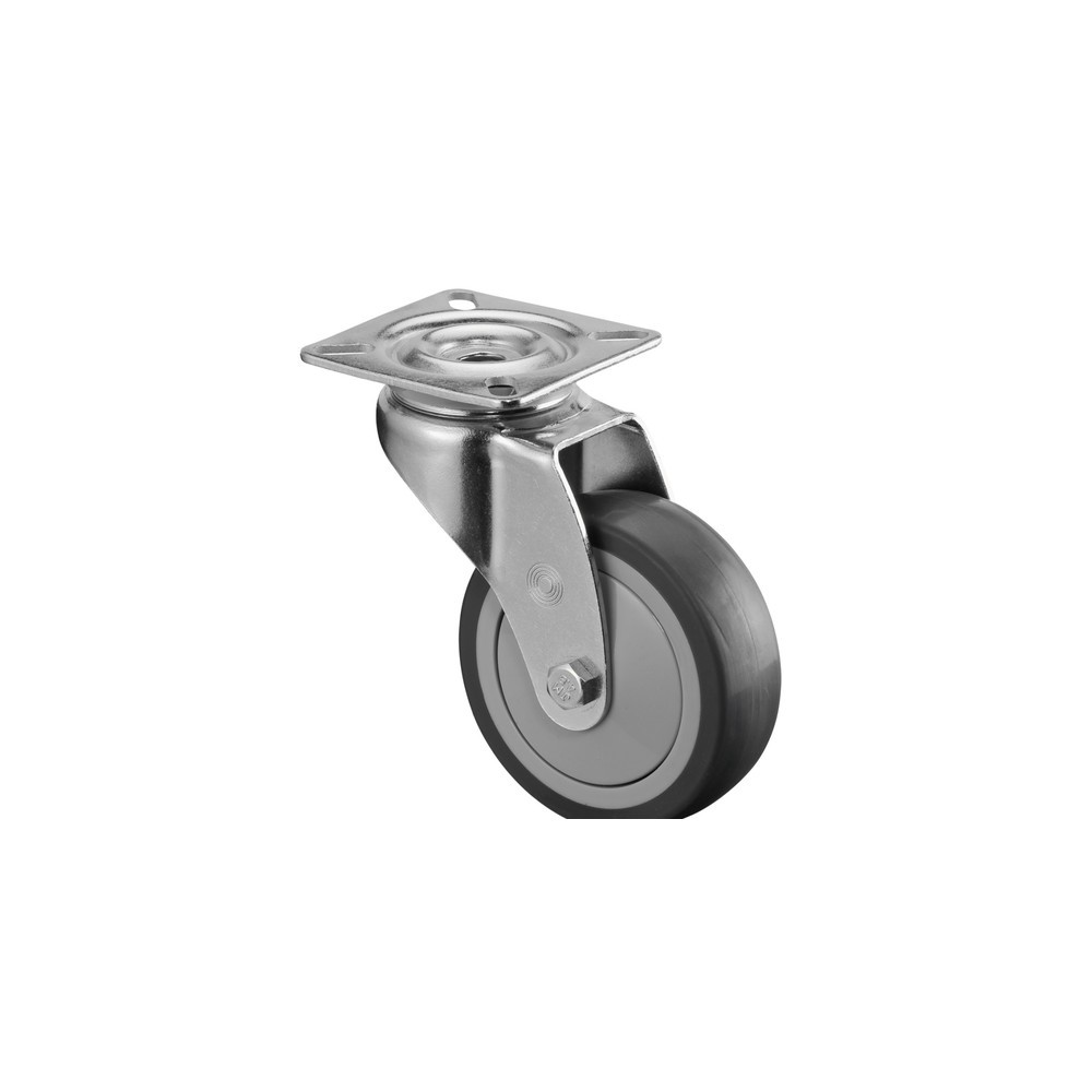 Illustration du produit: Roulette d'appareil en TPE, roue directrice, roulement à billes, plaque, Ø x largeur 75 x 25 mm, capacité de charge 60 kg