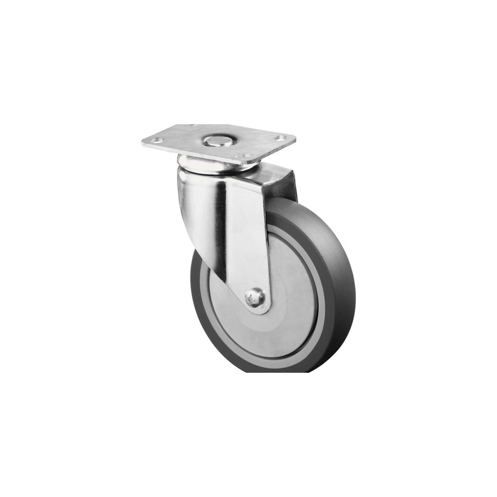 Illustration du produit: Roulette d'appareil en TPE, roue directrice, version lourde, roulement à billes, plaque, Ø x largeur 125 x 31 mm, capacité de charge 100 kg