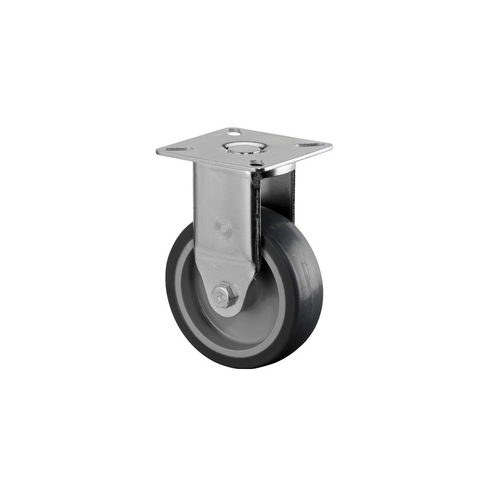 Illustration du produit: Roulette d'appareil en TPE, roue fixe, palier lisse, plaque, Ø x largeur 75 x 25 mm, capacité de charge 60 kg