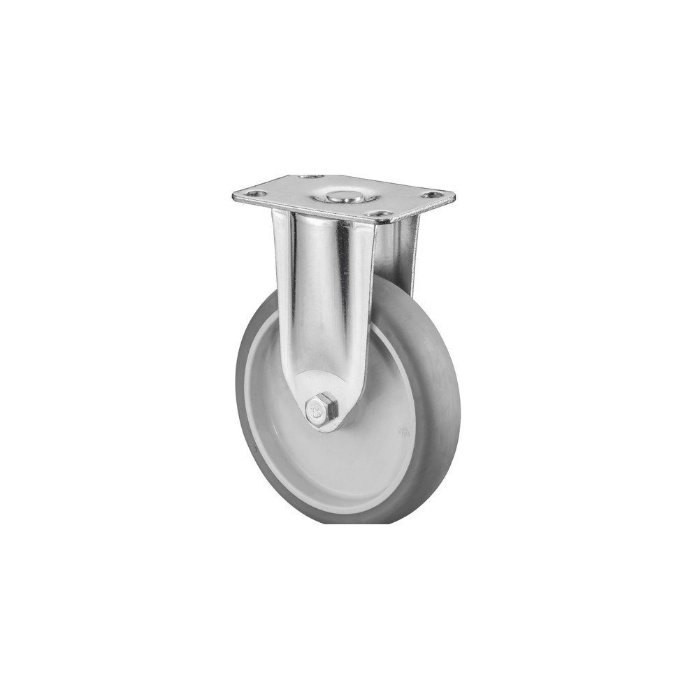 Illustration du produit: Roulette d'appareil en TPE, roue fixe, version lourde, palier lisse, plaque, Ø x largeur 125 x 31 mm, capacité de charge 100 kg