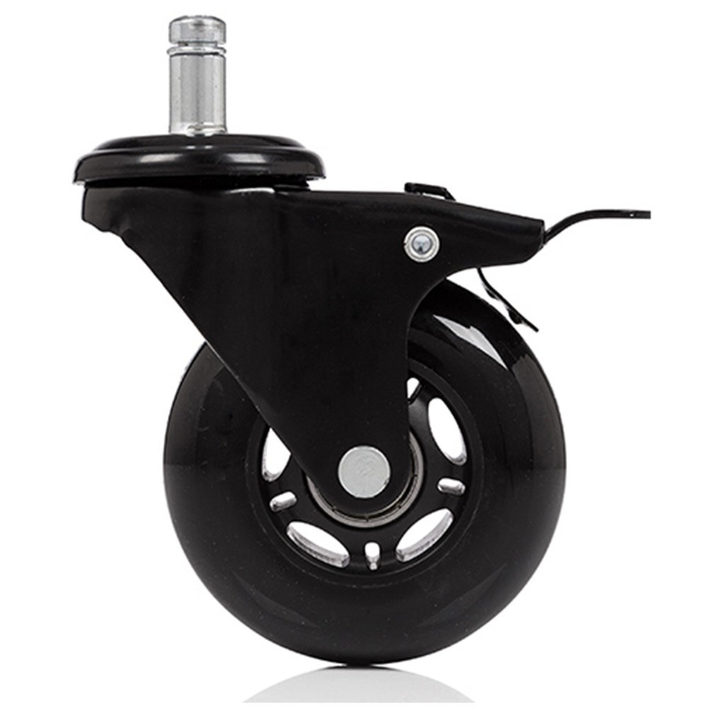 N° de l'image du produit 2 : 5x roulettes pour sols durs hjh OFFICE ROLO SKATE 11 mm / 75 mm roulettes de chaise de bureau avec frein noir (lot de 5)