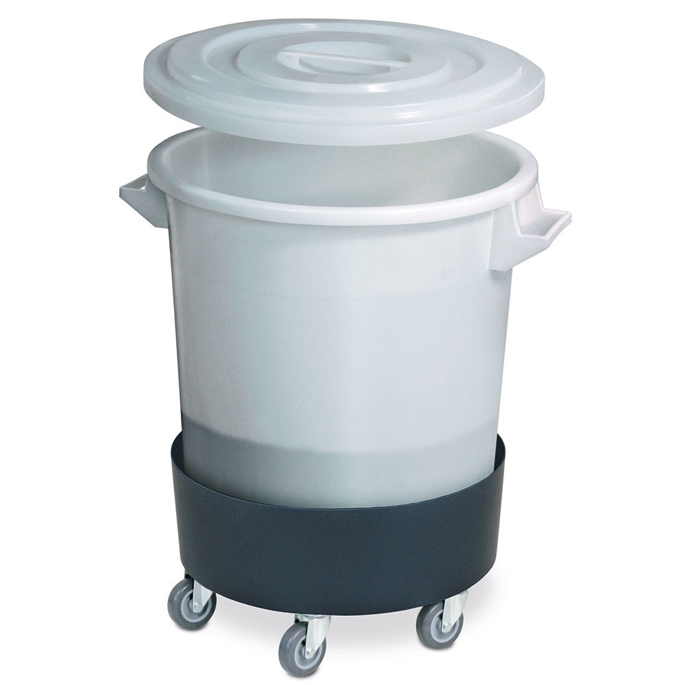 N° de l'image du produit 2 : Rouleur de transport pour poubelles rondes jusqu'à 100 litres, capacité de charge 100 kg, plastique ABS
