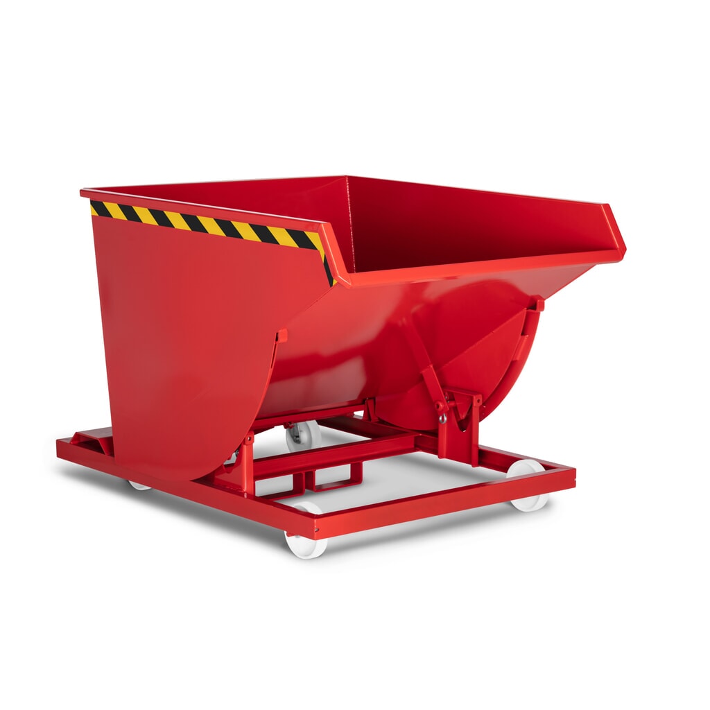 Produktabbildung Nr. 1: RR-Industrietechnik® Fahrbarer Selbstkipper mit Abrollkufen, Volumen 0,3 m³, TK 750 kg, feuerrot