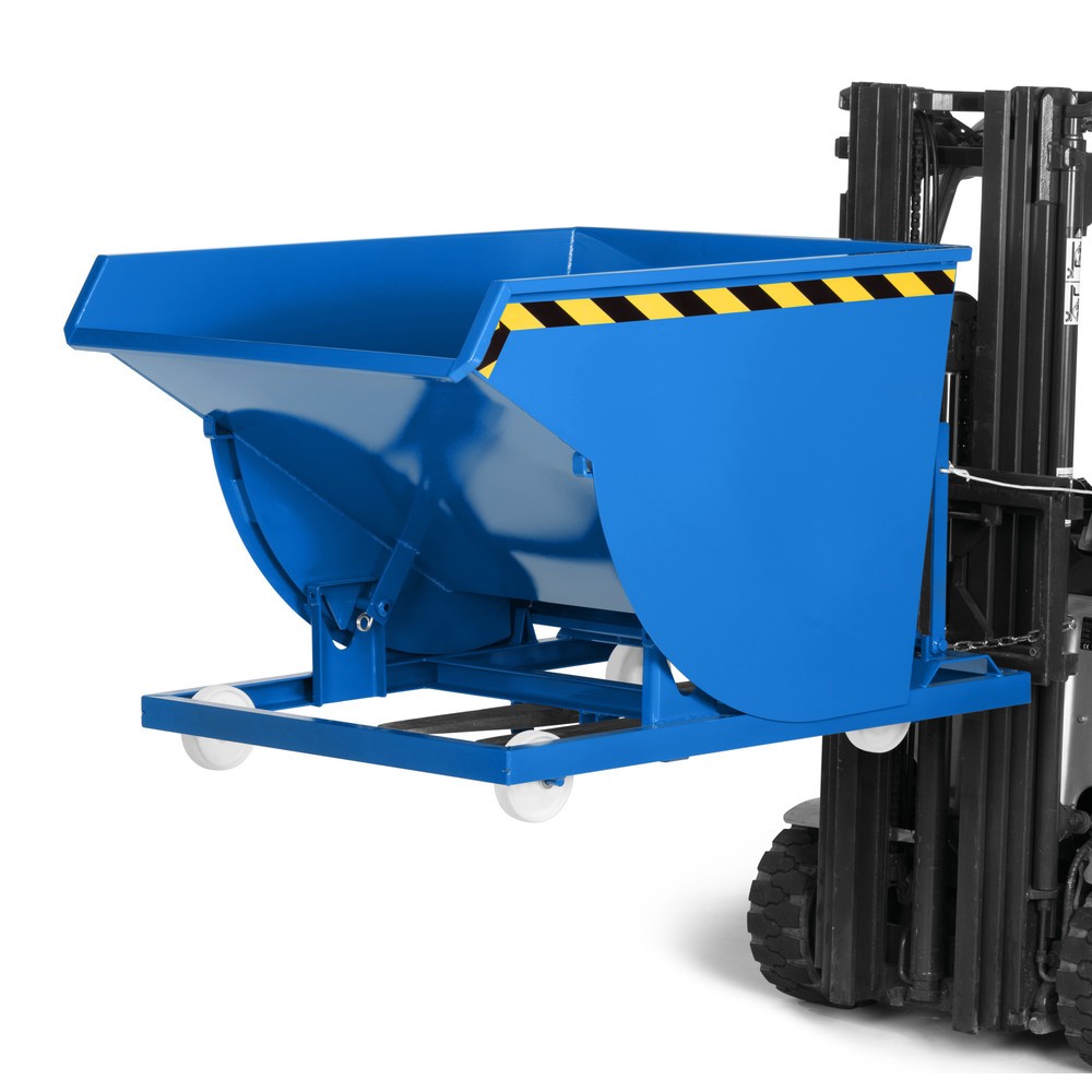 Produktabbildung Nr. 2: RR-Industrietechnik® Fahrbarer Selbstkipper mit Abrollkufen, Volumen 0,75 m³, TK 1.350 kg, enzianblau