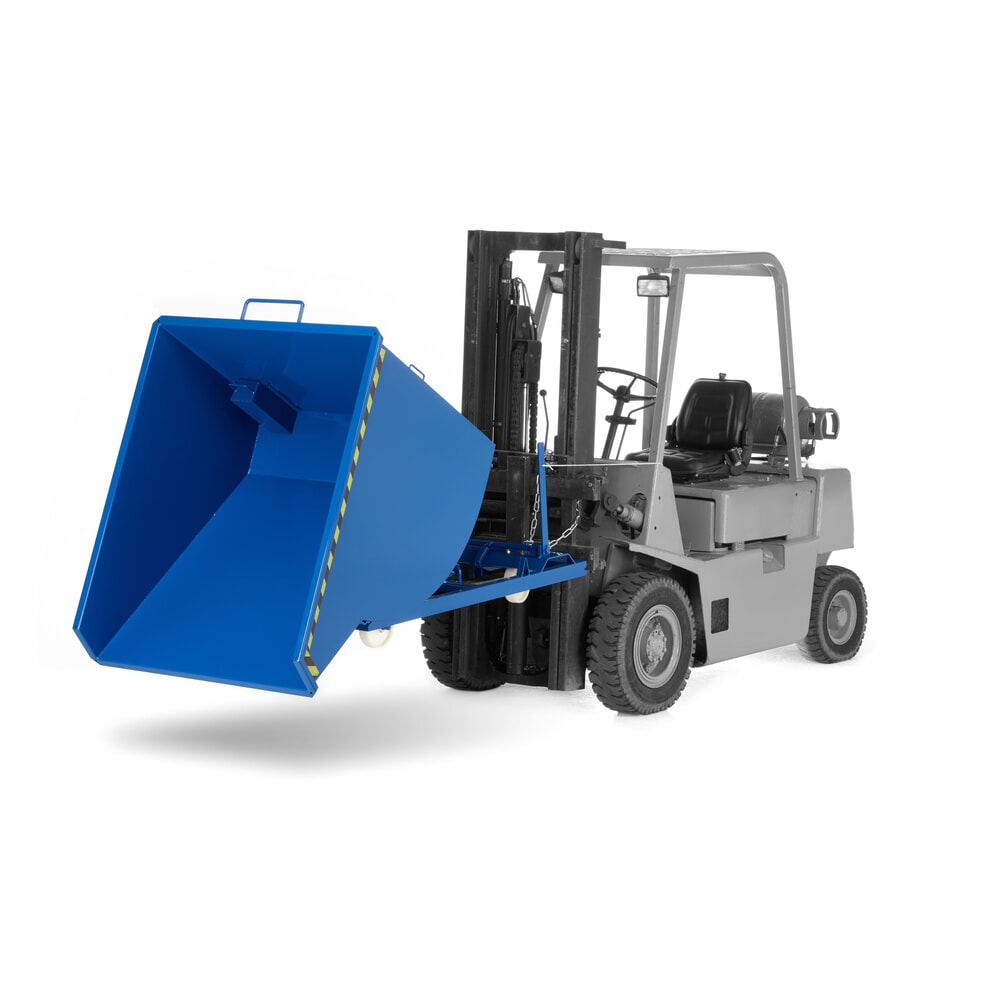 Produktabbildung Nr. 1: RR-Industrietechnik® Fahrbarer Späne-Kippbehälter mit Siebblockeinsatz, Volumen 0,3 m³, Tragfähigkeit 750 kg, RAL 5010 enzianblau