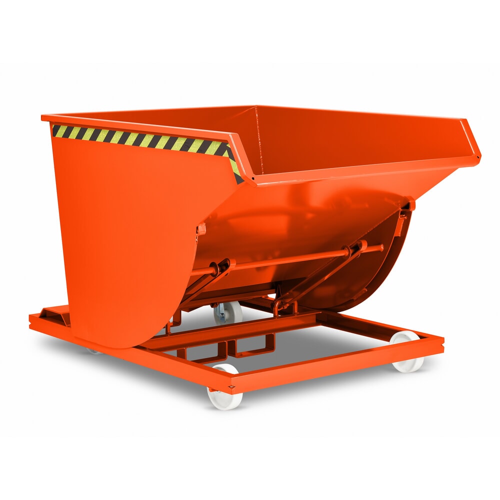 Produktabbildung Nr. 2: RR-Industrietechnik® Fahrbarer Späne-Kippbehälter mit Siebblockeinsatz, Volumen 0,3 m³, Tragfähigkeit 750 kg, RAL 2004 reinorange