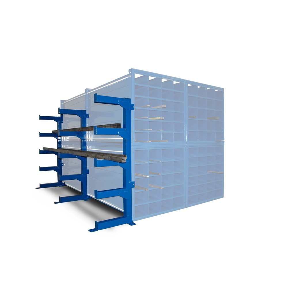 Produktabbildung: RR-Industrietechnik® Kragarmregal für 1-faches Wabenregal Typ RWR 1000, seitliche Montage