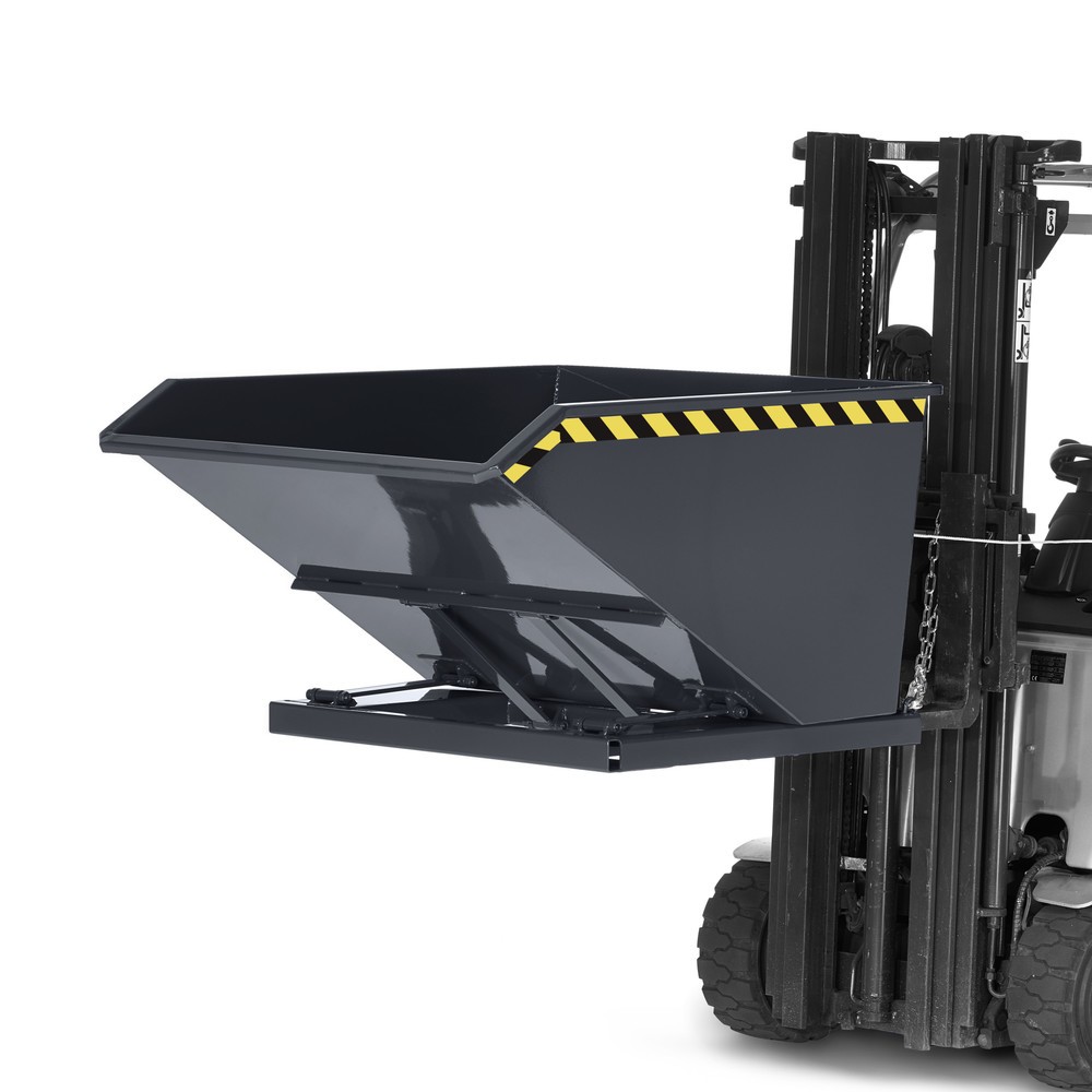 Produktabbildung Nr. 2: RR-Industrietechnik® Muldenkippbehälter mit staplerschonender Scherenmechanik, Volumen 1,5 m³, TK 1.200 kg, anthrazitgrau
