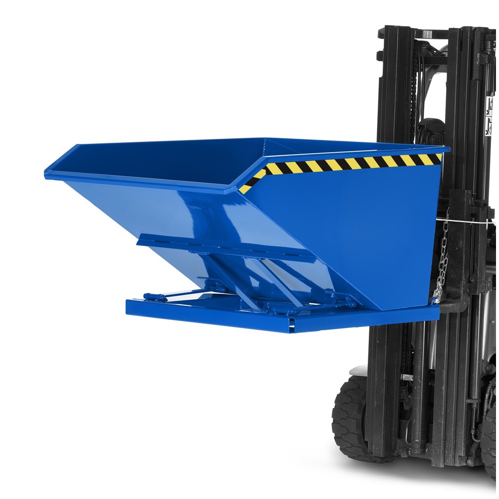 Produktabbildung Nr. 2: RR-Industrietechnik® Muldenkippbehälter mit staplerschonender Scherenmechanik, Volumen 0,75 m³, TK 1.200 kg, enzianblau