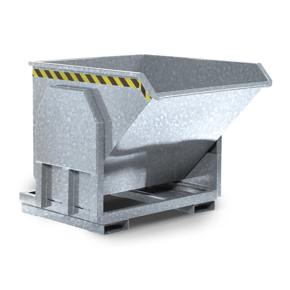 Produktabbildung Nr. 2: RR-Industrietechnik® Schwerlast-Kippbehälter mit seitlicher Kippführung, Volumen 0,3 m³, Tragfähigkeit 1500 kg, verzinkt
