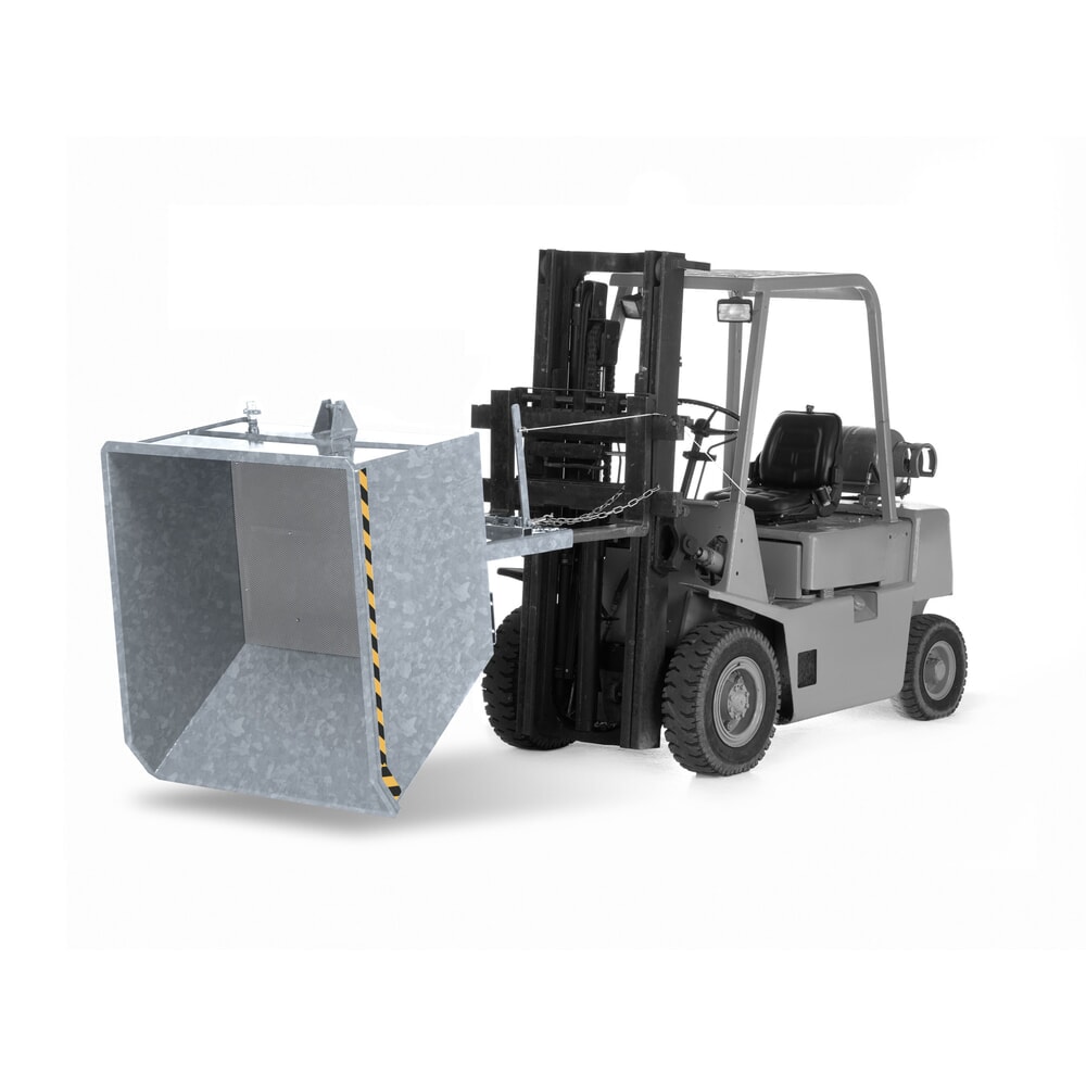 Produktabbildung Nr. 1: RR-Industrietechnik® Späne-Kippbehälter mit Lochblechdoppelboden und Ablasshahn, Volumen 0,3 m³, Tragfähigkeit 900 kg, verzinkt