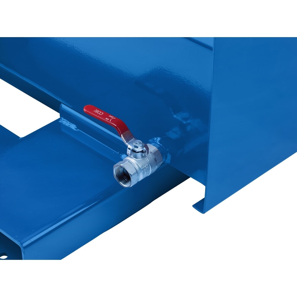 Produktabbildung Nr. 4: RR-Industrietechnik® Späne-Kippbehälter mit Lochblechdoppelboden und Ablasshahn, Volumen 0,3 m³, Tragfähigkeit 900 kg, RAL 5010 enzianblau