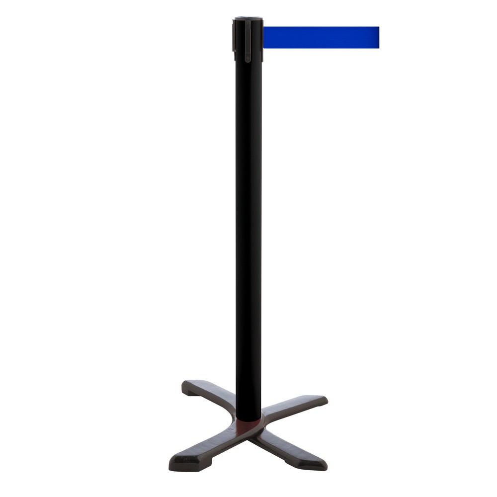 Produktabbildung Nr. 1: RS-GUIDESYSTEMS® Absperrpfosten Kreuzfuß, Gurtlänge 2,3 m, schwarz, blau
