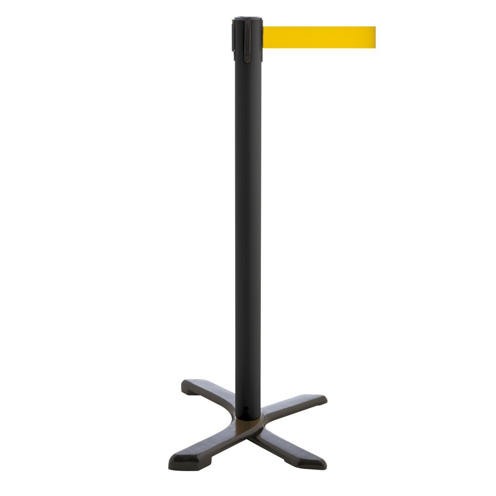 Produktabbildung Nr. 1: RS-GUIDESYSTEMS® Absperrpfosten Kreuzfuß, Gurtlänge 2,3 m, schwarz, gelb