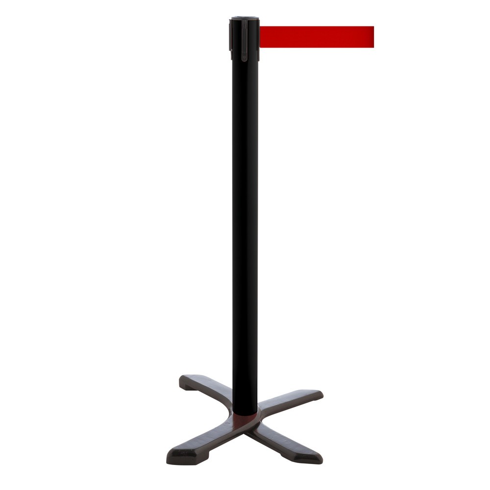Produktabbildung Nr. 1: RS-GUIDESYSTEMS® Absperrpfosten Kreuzfuß, Gurtlänge 2,3 m, schwarz, rot