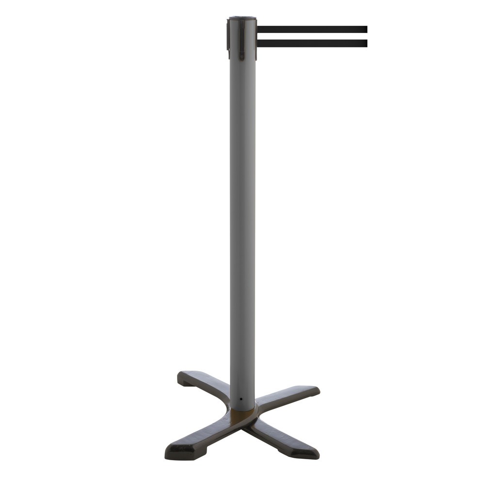 Produktabbildung Nr. 1: RS-GUIDESYSTEMS® Absperrpfosten Kreuzfuß, Gurtlänge 4 m, anthrazit, schwarz / weiß horizontal gestreift