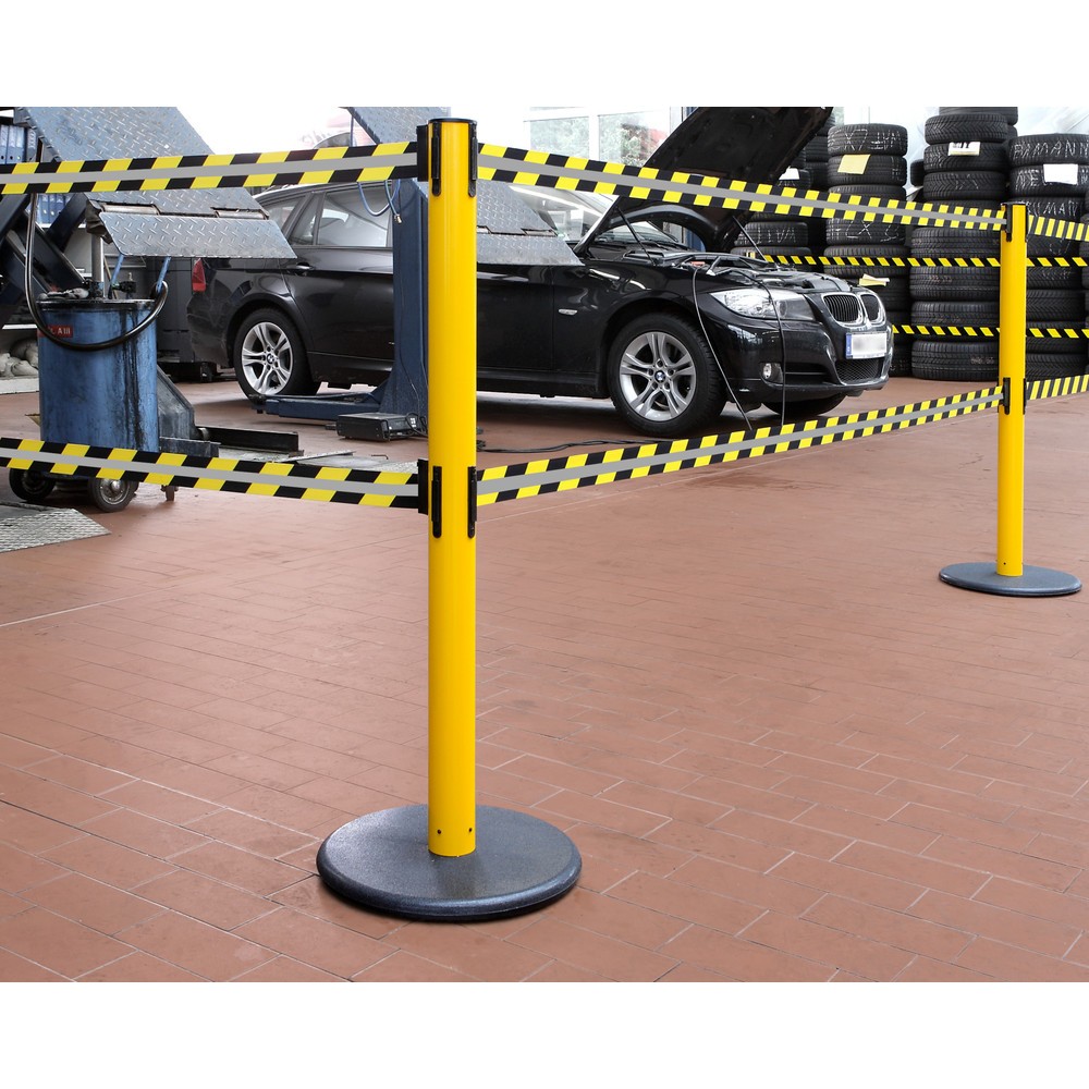 Číslo obrázka výrobku 3: RS-GUIDESYSTEMS® duálny páskový zahradzovací stĺpik GLA 95-E REFLECTO, dĺžka 3,5 m, šírka 50 mm, žltý stĺpik, čierno-žltá páska
