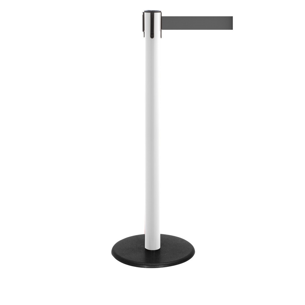Produktabbildung Nr. 1: RS-GUIDESYSTEMS® Gurt-Absperrpfosten, Bodenteller aus Guss, Gurtbreite 50 mm, weiß, grau, 2,3 m