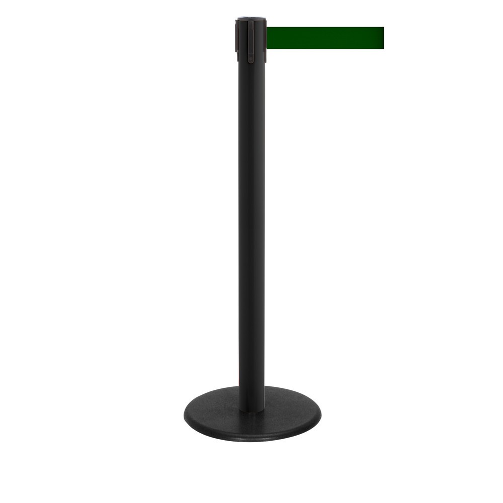 Produktabbildung Nr. 1: RS-GUIDESYSTEMS® Gurt-Absperrpfosten, Bodenteller aus Guss, Gurtbreite 50 mm, schwarz, dunkelgrün, 2,3 m