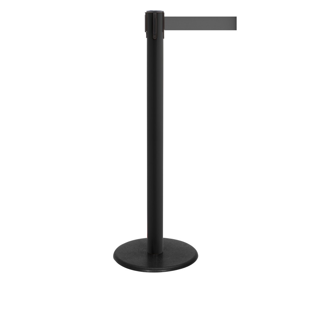 Produktabbildung Nr. 1: RS-GUIDESYSTEMS® Gurt-Absperrpfosten, Bodenteller aus Guss, Gurtbreite 50 mm, schwarz, grau, 4,0 m