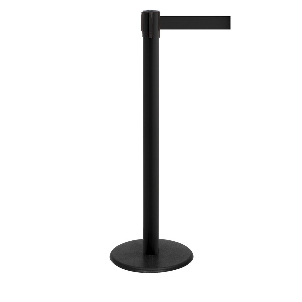 Produktabbildung Nr. 1: RS-GUIDESYSTEMS® Gurt-Absperrpfosten, Bodenteller aus Guss, Gurtbreite 50 mm, schwarz, schwarz, 2,3 m
