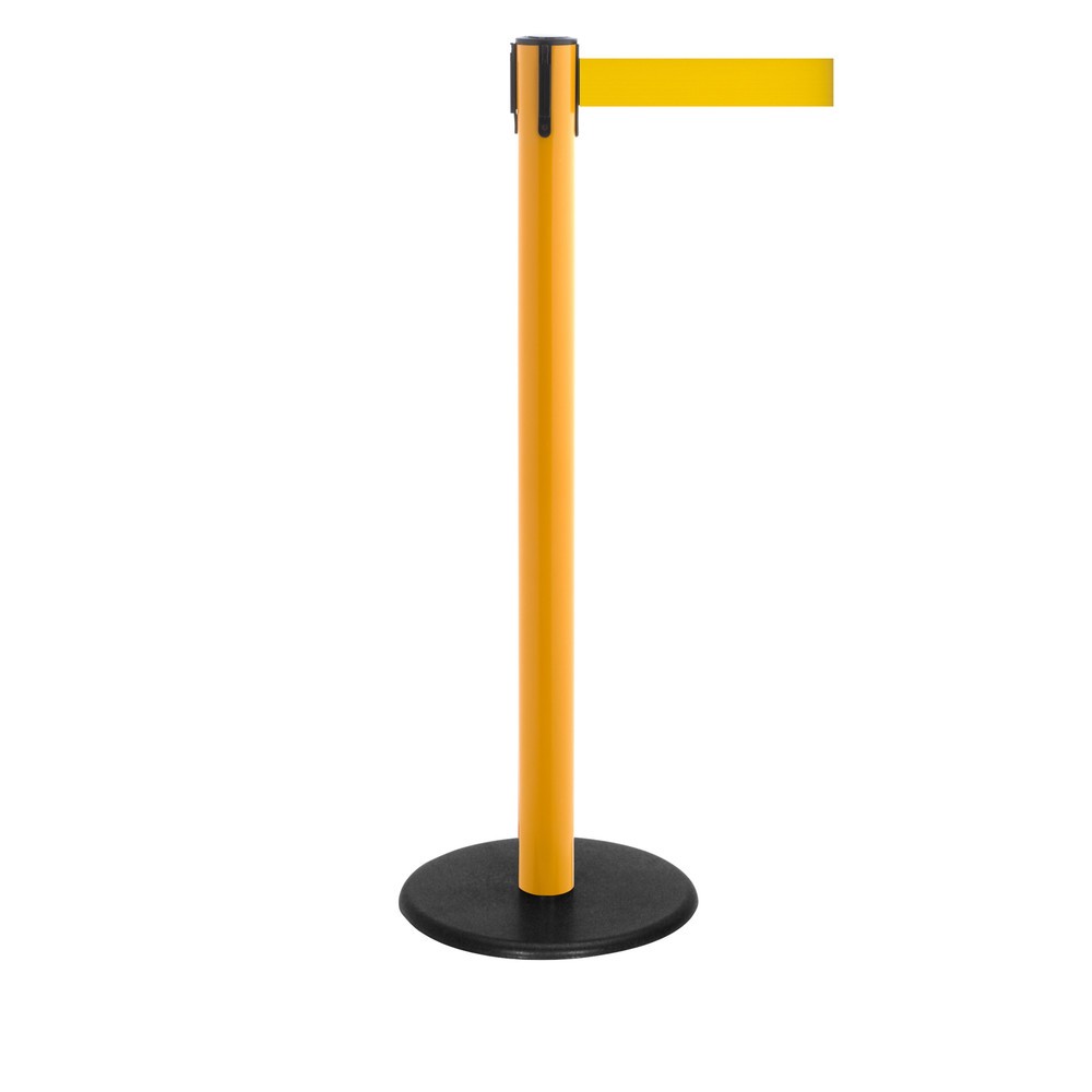 Produktabbildung Nr. 1: RS-GUIDESYSTEMS® Gurt-Absperrpfosten, Bodenteller aus Guss, Gurtbreite 50 mm, gelb, gelb, 2,3 m