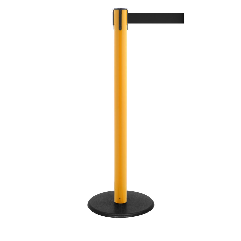 Produktabbildung Nr. 1: RS-GUIDESYSTEMS® Gurt-Absperrpfosten, Bodenteller aus Guss, Gurtbreite 50 mm, gelb, schwarz, 4,0 m
