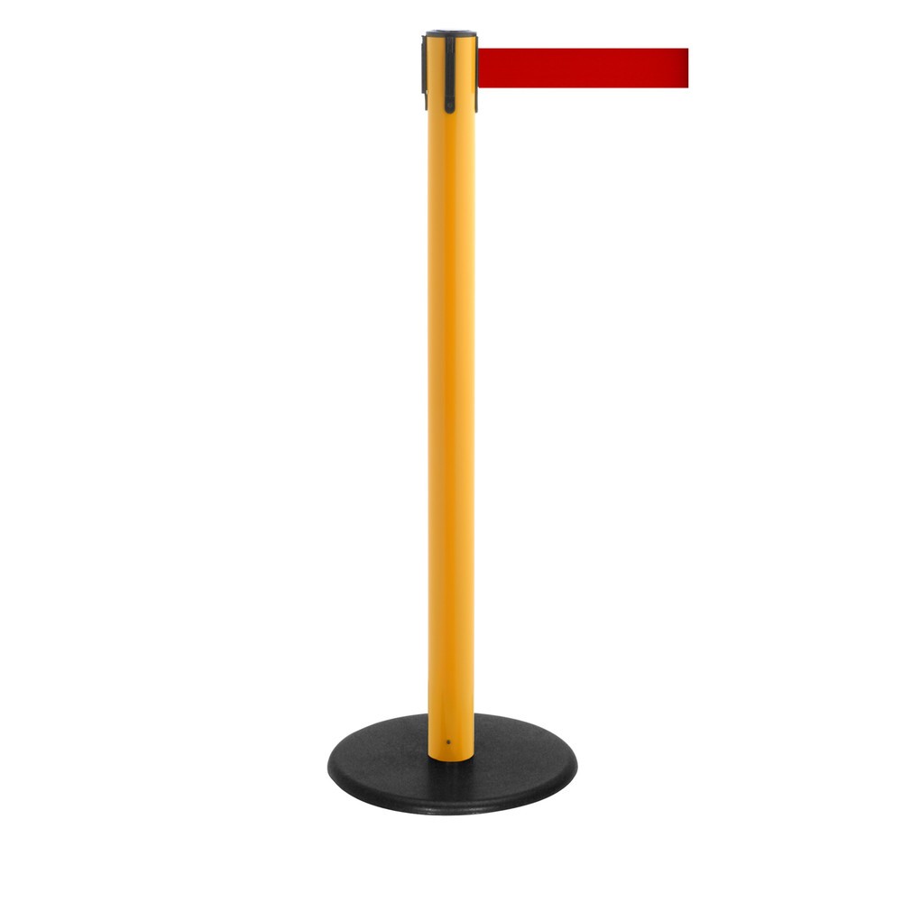 Produktabbildung Nr. 1: RS-GUIDESYSTEMS® Gurt-Absperrpfosten, Bodenteller aus Guss, Gurtbreite 50 mm, gelb, rot, 2,3 m