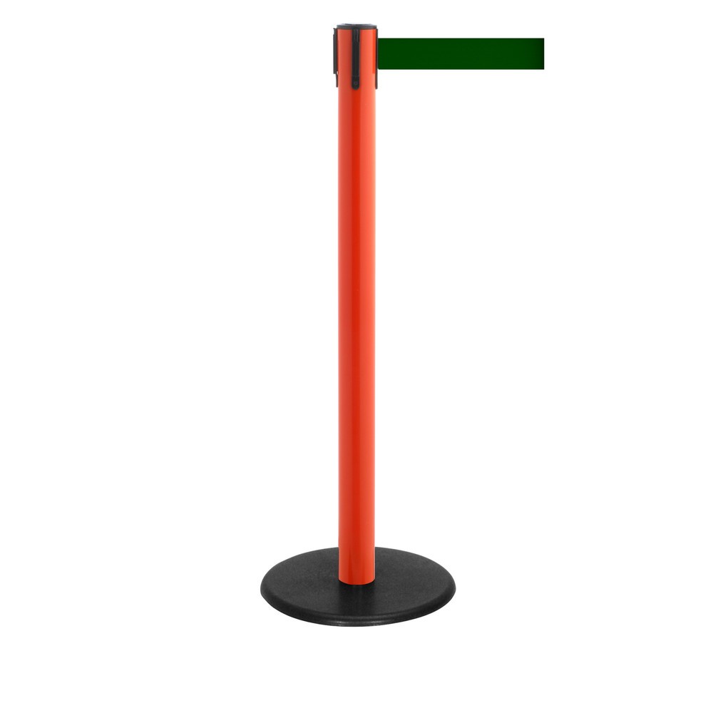 Produktabbildung Nr. 1: RS-GUIDESYSTEMS® Gurt-Absperrpfosten, Bodenteller aus Guss, Gurtbreite 50 mm, rot, dunkelgrün, 2,3 m