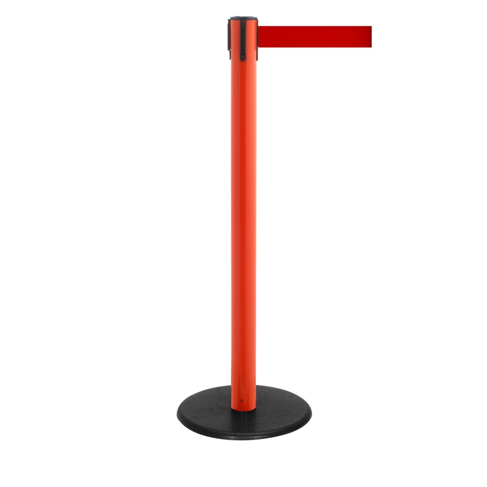 Produktabbildung Nr. 1: RS-GUIDESYSTEMS® Gurt-Absperrpfosten, Bodenteller aus Guss, Gurtbreite 50 mm, rot, rot, 2,3 m
